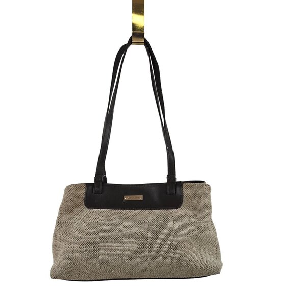 Liz Claiborne Womens Purse Tweed Tote Shoulder Bag Brown Magnetic Closure - Picture 3 of 10